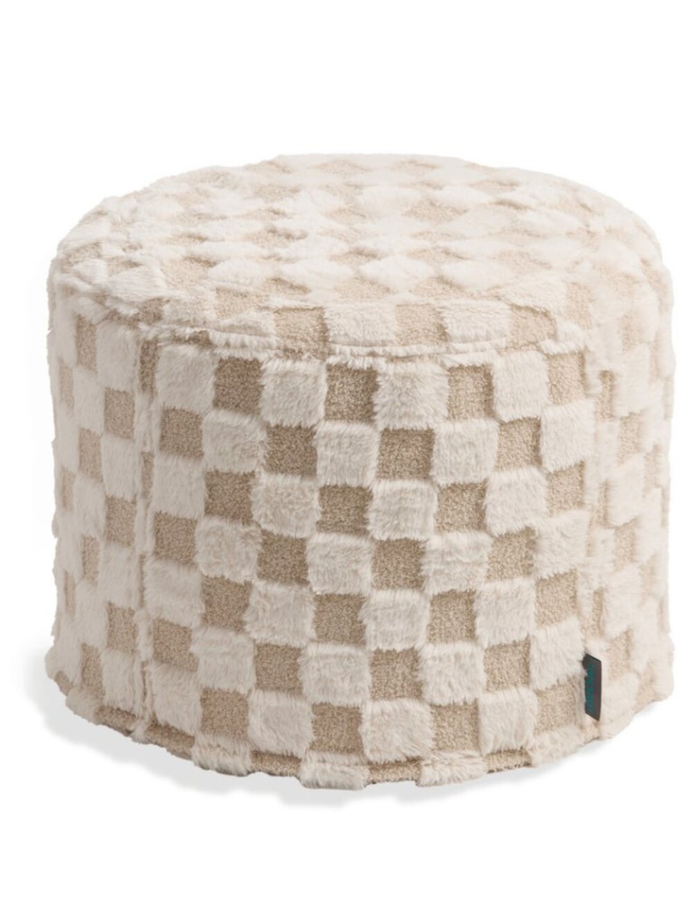 Lovesac Squattoman Cover: Taupe Checkered Phur